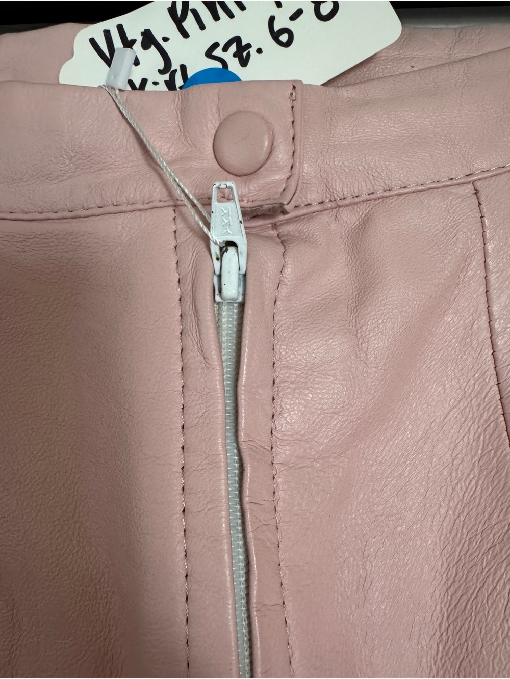 Vintage Soft Pink Leather Pencil Skirt - Picture 5 of 7